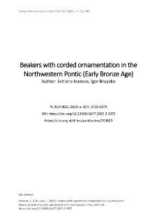 Beakers with corded ornamentation in the Northwestern Pontic (Early Bronze Age)