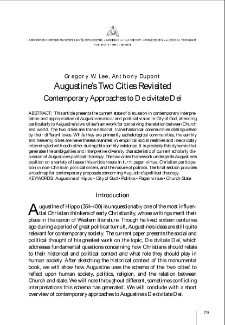 Augustine&rsquo;s Two Cities Revisited. Contemporary Approaches to "De civitate Dei"