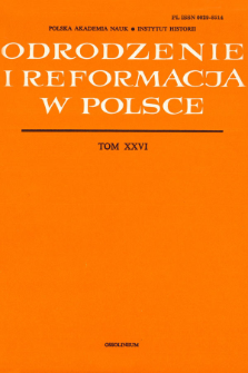 Odrodzenie i Reformacja w Polsce T. 26 (1981), Strony tytułowe, Spis treści