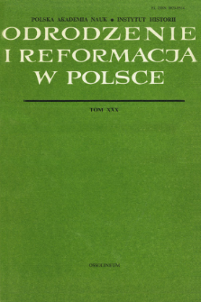 Odrodzenie i Reformacja w Polsce T. 30 (1985), Title pages, Contents