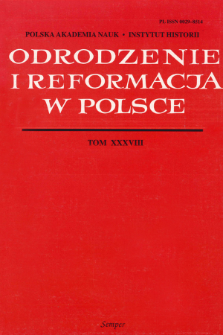 Odrodzenie i Reformacja w Polsce T. 38 (1994), Title pages, Contents