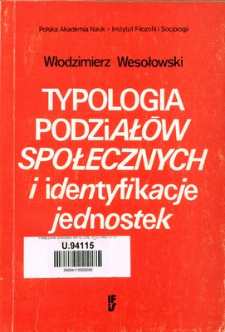 Typologia podział&oacute;w społecznych i identyfikacje jednostek