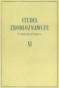 Studia Źródłoznawcze = Commentationes T. 11 (1965), Komunikaty