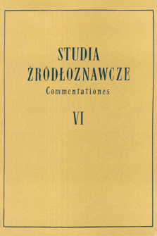 Studia Źródłoznawcze = Commentationes T. 6 (1961), Komunikaty