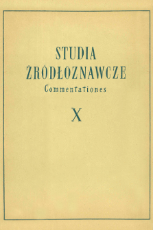 Studia Źródłoznawcze = Commentationes T. 10 (1965), Title pages, Contents