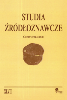 Studia Źr&oacute;dłoznawcze = Commentationes T. 47 (2009), Title pages, Contents