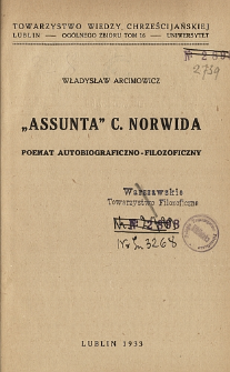 "Assunta" C. Norwida : poemat autobiograficzno-filozoficzny