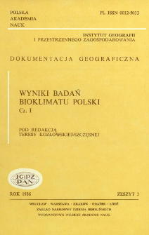 Wyniki badań bioklimatu Polski. Cz. 1 = Results of bioclimatic research of Poland