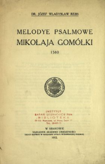 Melodye psalmowe Mikołaja Gomółki : 1580