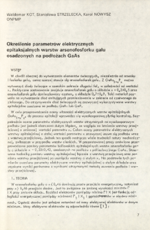Określenie parametr&oacute;w elektrycznych epitaksjalnych warstw arsenofosforku galu osadzonych na podłożach GaAs = Determination of electrical properties for epitaxial GaAs1-P on the GaAs substrates