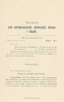 Sprawozdania z Posiedzeń Towarzystwa Naukowego Warszawskiego, Wydział II, Nauk antropologicznych, społecznych, historyi i filozofii. Rocznik 5 (1912)
