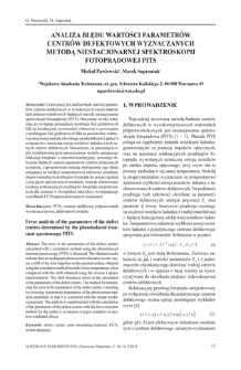 Analiza błędu wartości parametr&oacute;w centr&oacute;w defektowych wyznaczanych metodą niestacjonarnej spektroskopii fotoprądowej PITS = Error analysis of the parameters of the defect centres determined by the photoinduced transient spectroscopy PITS