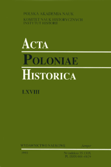 Acta Poloniae Historica. T. 68 (1993), Strony tytułowe, Spis treści