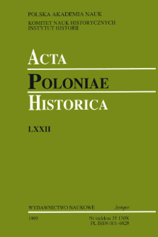 Acta Poloniae Historica. T. 72 (1995), Strony tytułowe, Spis treści