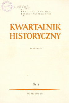 Kwartalnik Historyczny R. 78 nr 2 (1971), Strony tytułowe, spis treści