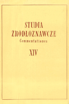 Studia Źródłoznawcze = Commentationes T. 14 (1969), Title pages, Contents