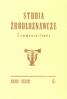 Studia Źródłoznawcze = Commentationes T. 32-33 (1990), Title pages, Contents