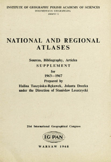 National and regional atlases : sources, bibliography, articles : supplement for 1963-1967