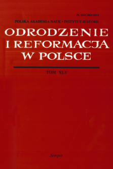 Odrodzenie i Reformacja w Polsce T. 45 (2001), Title pages, Contents