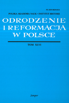 Odrodzenie i Reformacja w Polsce T. 46 (2002), Strony tytułowe, Spis treści