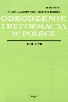 Odrodzenie i Reformacja w Polsce T. 47 (2003), Title pages, Contents