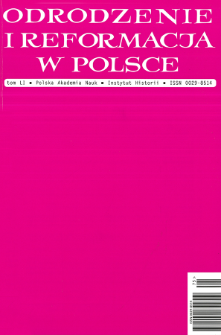 Odrodzenie i Reformacja w Polsce T. 51 (2007), Strony tytułowe, Spis treści