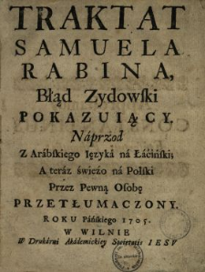 Traktat Samuela Rabina Błąd Zydowski Pokazuiący
