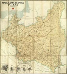 Mapa samochodowa Polski 1:1 000 000 z planami dr&oacute;g wyjazdowych Warszawy, Krakowa, Poznania, Lwowa i Łodzi