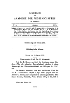 Anzeiger der Akademie der Wissenschaften in Krakau. No 1 Januar (1898)