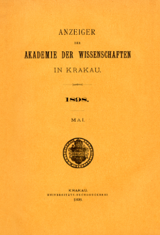 Anzeiger der Akademie der Wissenschaften in Krakau. No 5 Mai (1898)