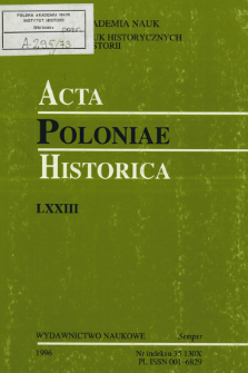 Acta Poloniae Historica. T. 73 (1996), Strony tytułowe, Spis treści
