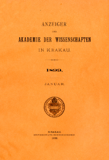 Anzeiger der Akademie der Wissenschaften in Krakau. No 1 Januar (1899)