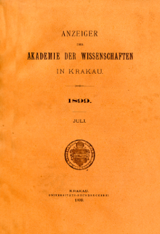 Anzeiger der Akademie der Wissenschaften in Krakau. No 7 Juli (1899)