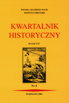 Kwartalnik Historyczny. R. 111 nr 4 (2004), Title pages, Contents