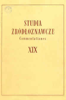 Studia Źródłoznawcze = Commentationes T. 19 (1974), Title pages, Contents
