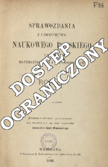 Sprawozdania z Piśmiennictwa Naukowego Polskiego w Dziedzinie Nauk Matematycznych i Przyrodniczych, Rok III (1884)