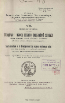 O budowie i rozwoju narząd&oacute;w kopulacyjnych samczych u Anax imperator Leach. (Odonata, Aeschninae)
