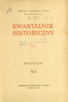 Kwartalnik Historyczny R. 63 nr 1 (1956), Title pages, Contents