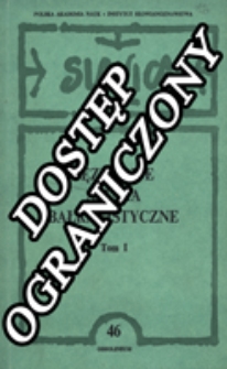 Językowe studia bałkanistyczne. T. 1