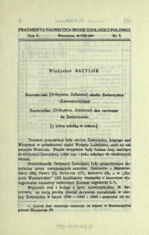 Szarańczaki (Orthoptera, Saltatoria) okolic Zwierzyńca (Zamojszczyzna) = Sauterelles (Orthoptera, Saltatoria) des environs de Zwierzyniec