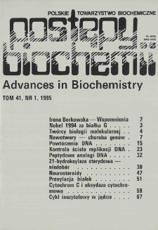 Postępy biochemii, Tom 41 Nr 1