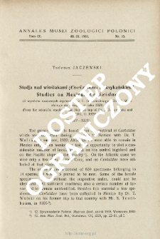 Studies on Mexican Corixidae : from the scientific results of the Mexican trip of Dr. T. Jaczewski and Dr. T. Wolski, in 1929