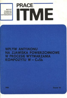 Wpływ antymonu na zjawiska powierzchniowe w procesie wytwarzania kompozytu W-CuSb = The influence of antimony on the surface phenomena in processing the composite material W - CuSb