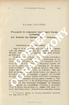 Przyczynek do znajomości krocionog&oacute;w Europy wschodniej