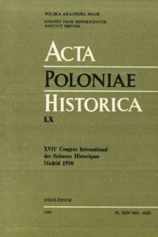 Acta Poloniae Historica. T. 60 (1989), Strony tytułowe, Spis treści