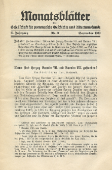 Monatsbl&auml;tter Jhrg. 53, H. 9 (1939)