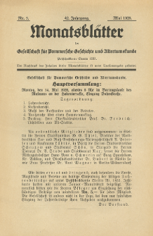 Monatsblätter Jhrg. 42, H. 5 (1928)