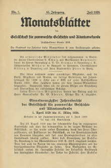 Monatsblätter Jhrg. 43, H. 7 (1929)