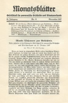 Monatsblätter Jhrg. 51, H. 11 (1937)