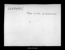 Lekówiec. Files of Niedzborz district in the Middle Ages. Files of Historico-Geographical Dictionary of Masovia in the Middle Ages